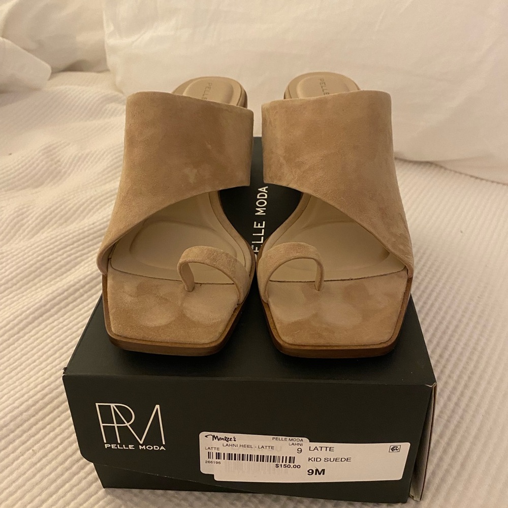 Pelle Moda Latte Suede Toe-Ring Mule - Latte
